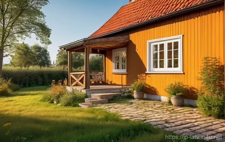 라트비아 전원주택 구매 - **A Serene Latvian Lakeside Retreat:** A tranquil scene featuring a young woman (wearing a comfortab...